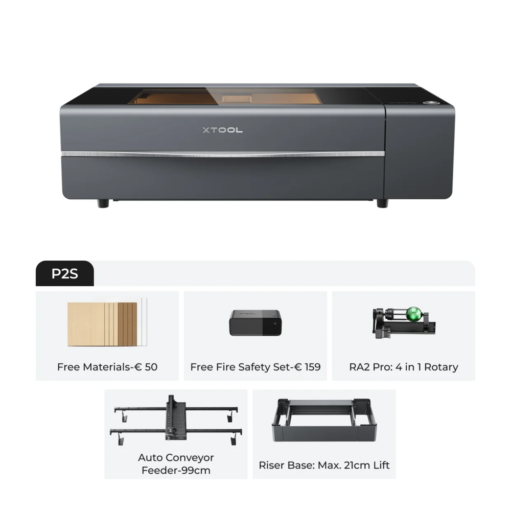 xTool P2S 55W CO2 laser machine - Versatile Bundel | Bits2Atoms